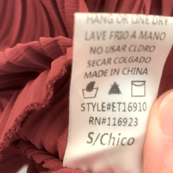 Easel S Pleated Brick Red Blouse - Picture 6 of 9